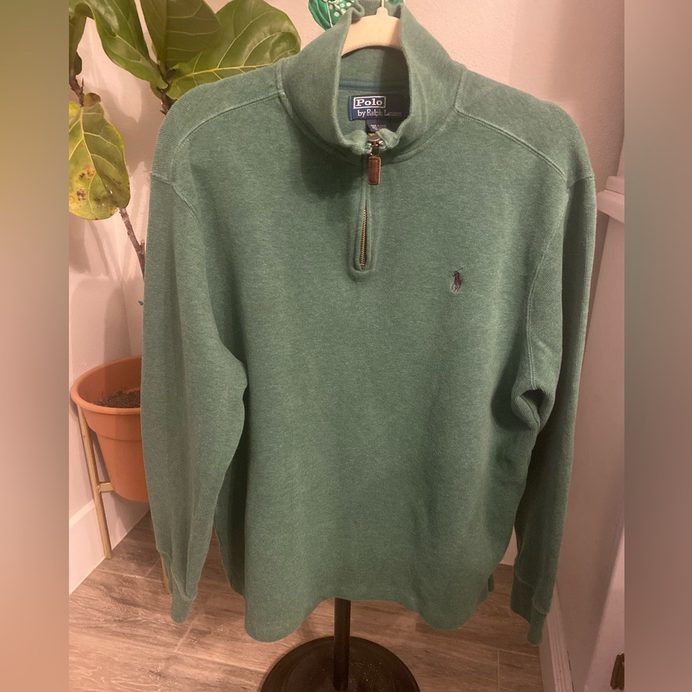 Polo Ralph Lauren Blue Label Mens Cotton 3/4 Zip Pullover Long Sleeve Top Large